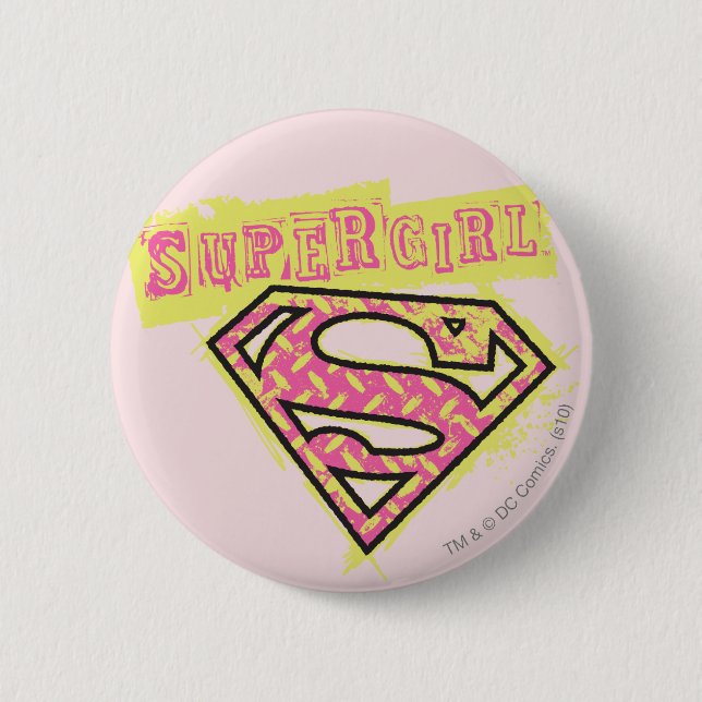 Supergirl Grunge Logo Pink Button (Vorderseite)