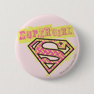 Supergirl Grunge Logo Pink Button