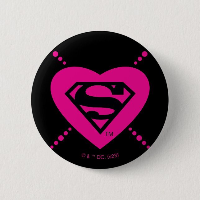 Supergirl Hearts Diagonal Pattern Button (Vorderseite)