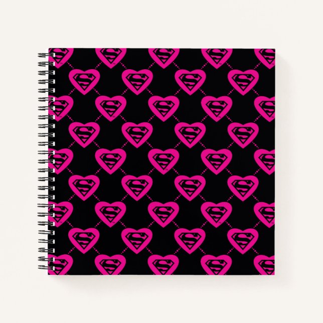 Supergirl Hearts Diagonal Pattern Notizbuch (Vorderseite)