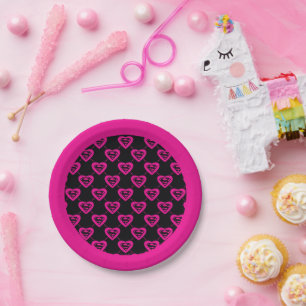 Supergirl Hearts Diagonal Pattern Pappteller