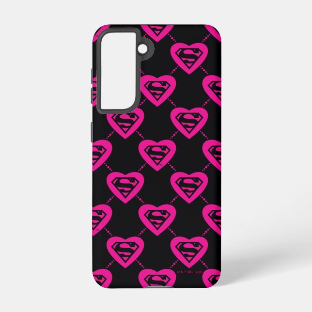 Supergirl Hearts Diagonal Pattern Samsung Galaxy Hülle (Rückseite)