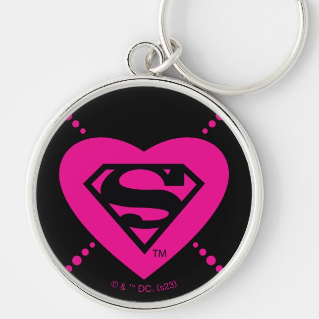 Supergirl Hearts Diagonal Pattern Schlüsselanhänger (Vorne)