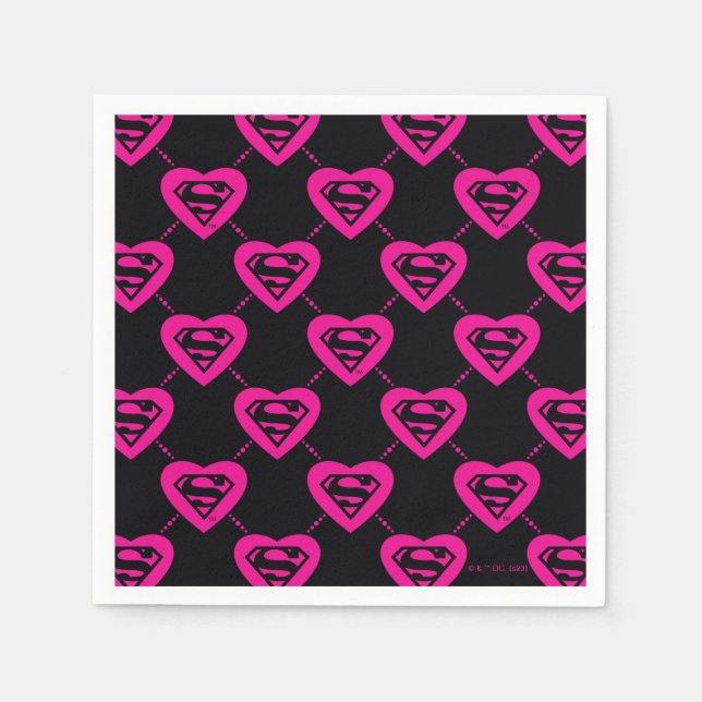 Supergirl Hearts Diagonal Pattern Serviette (Vorderseite)