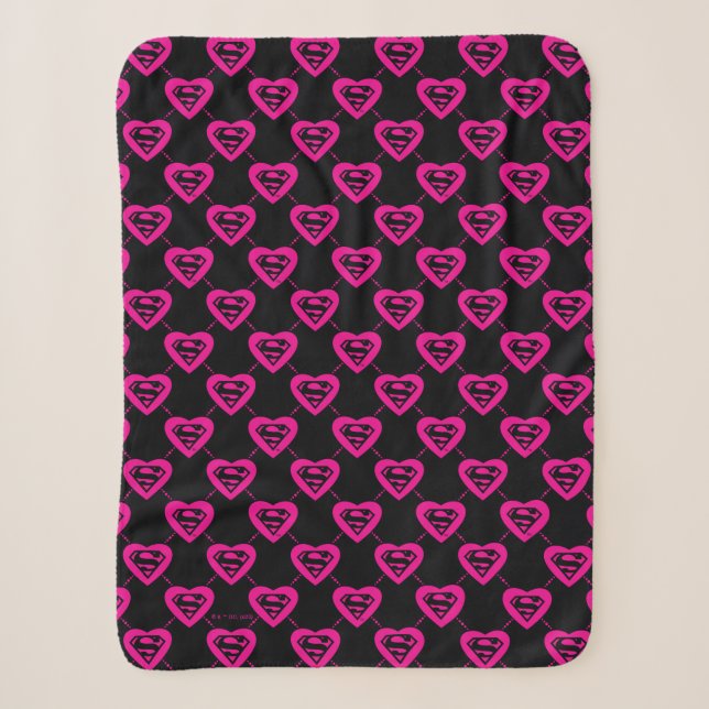 Supergirl Hearts Diagonal Pattern Sherpadecke (Vorderseite)
