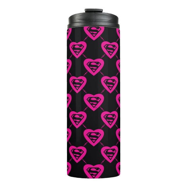 Supergirl Hearts Diagonal Pattern Thermosbecher (Vorderseite)