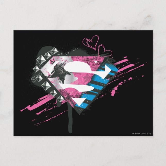 Supergirl Hearts Logo Postkarte (Vorderseite)