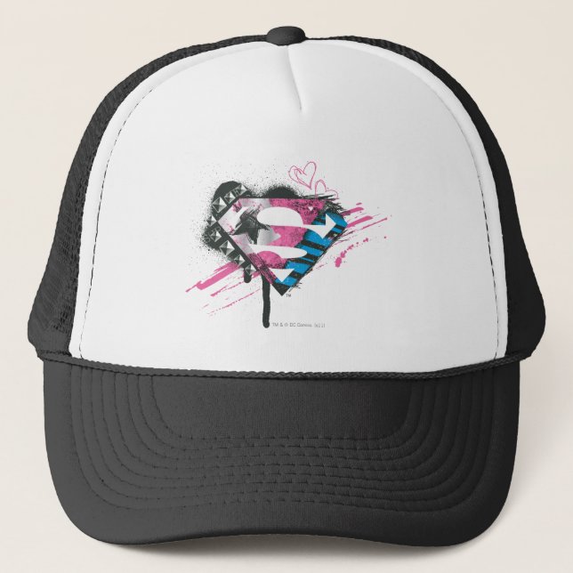 Supergirl Hearts Logo Truckerkappe (Vorderseite)