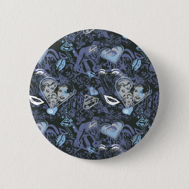 Supergirl Herz und Lips Muster Button (Vorderseite)