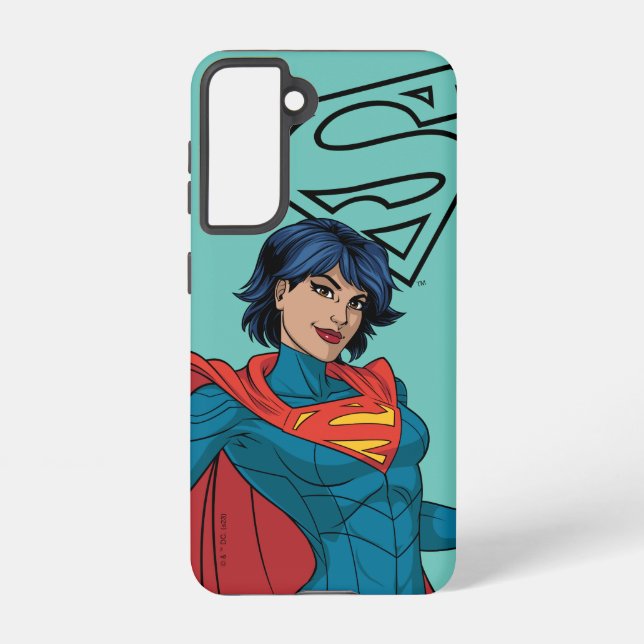 Supergirl Hovering in Blue Anzug Samsung Galaxy Hülle (Rückseite)