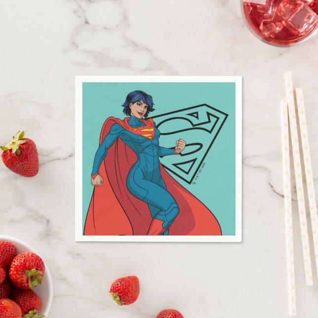 Supergirl Hovering in Blue Anzug Serviette (Beispiel)