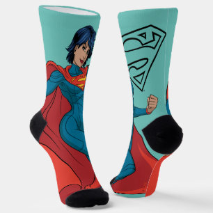 Supergirl Hovering in Blue Anzug Socken