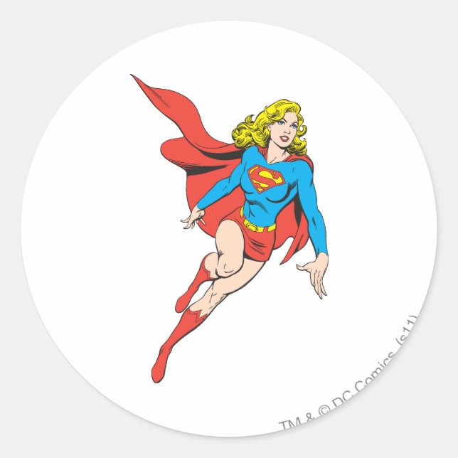 Supergirl in Bewegung Runder Aufkleber (Vorderseite)