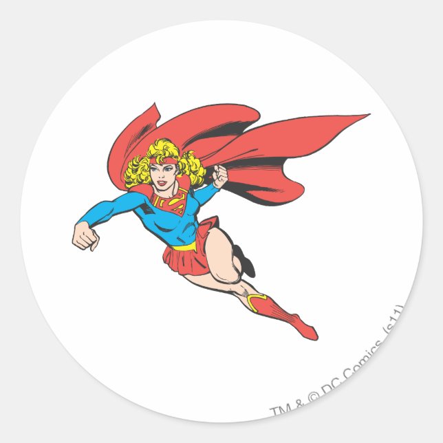 Supergirl-Leaps Runder Aufkleber (Vorderseite)