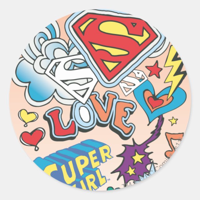 Supergirl-Liebe Runder Aufkleber (Vorderseite)