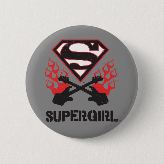 Supergirl Logo Black Flaming Gitarren Button (Vorderseite)