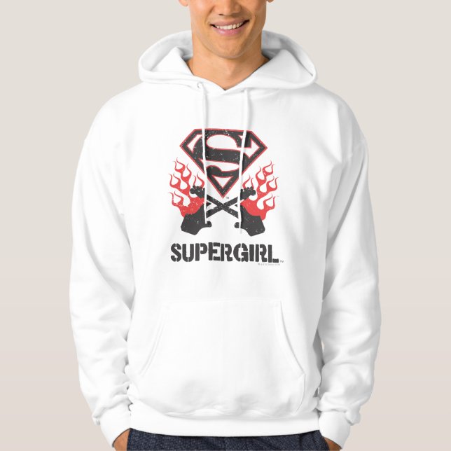 Supergirl Logo Black Flaming Gitarren Hoodie (Vorderseite)