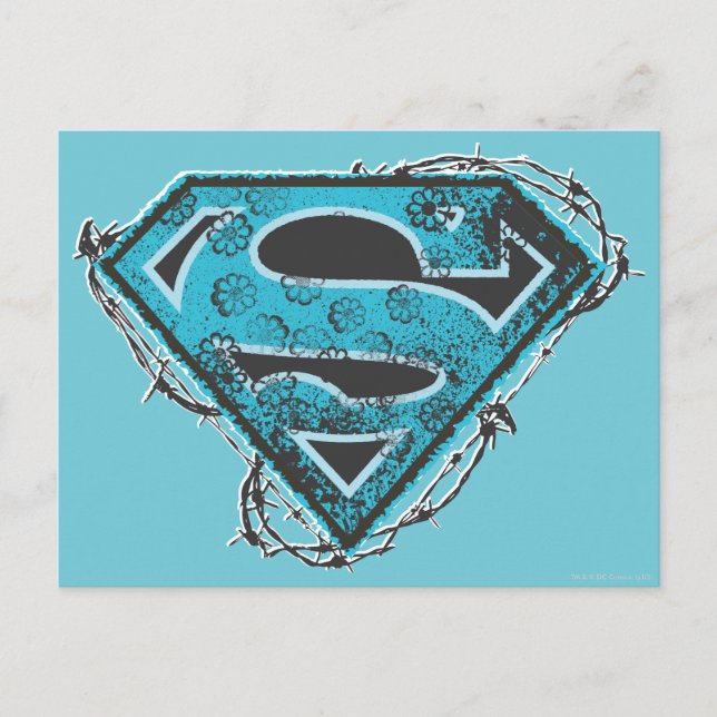 Supergirl-Logo-Stacheldraht und Blume Postkarte (Vorderseite)