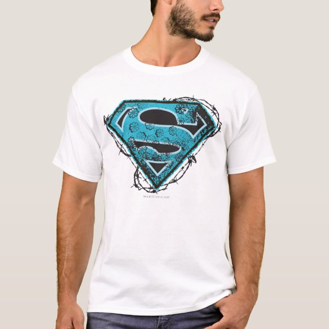 Supergirl-Logo-Stacheldraht und Blume T-Shirt (Vorderseite)