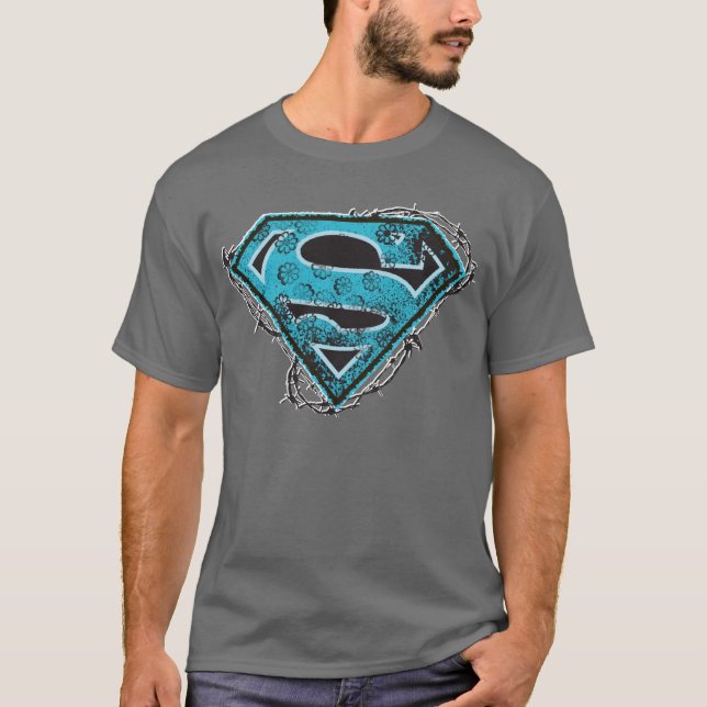 Supergirl-Logo-Stacheldraht und Blume T-Shirt (Vorderseite)