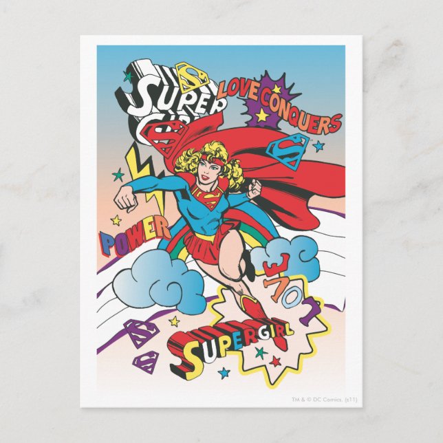 Supergirl Love Conquers Postkarte (Vorderseite)