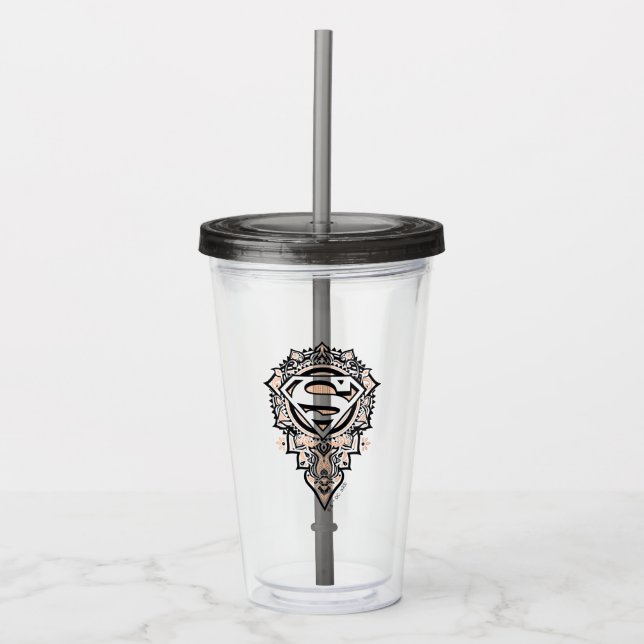 Supergirl Mandala Graphic Acryltrinkbecher (Vorderseite)