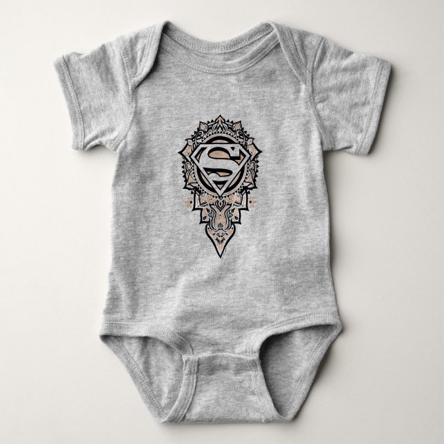 Supergirl Mandala Graphic Baby Strampler (Vorderseite)