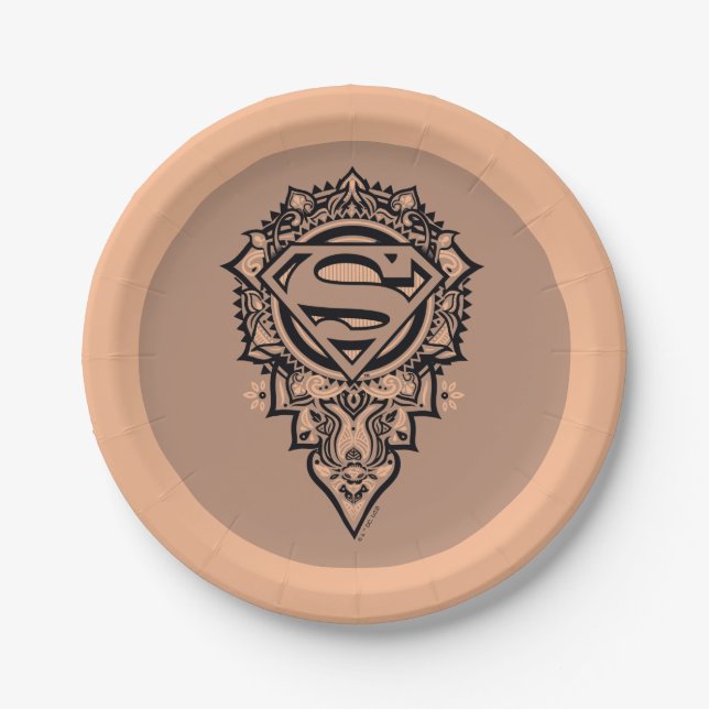 Supergirl Mandala Graphic Pappteller (Vorderseite)