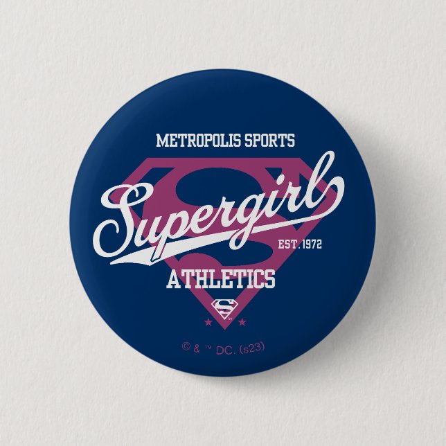 Supergirl Metropolis Sportathletik Grafik Button (Vorderseite)