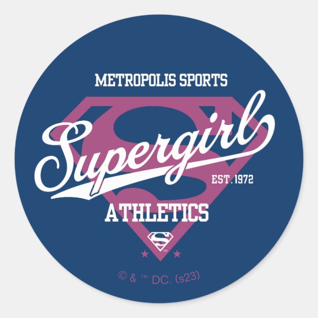 Supergirl Metropolis Sportathletik Grafik Runder Aufkleber (Vorderseite)