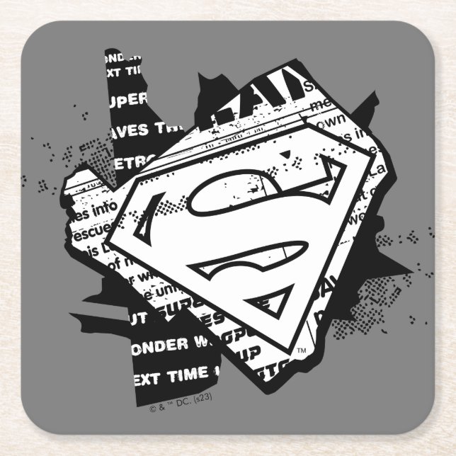Supergirl Newsprint S-Shield Rechteckiger Pappuntersetzer (Vorderseite)