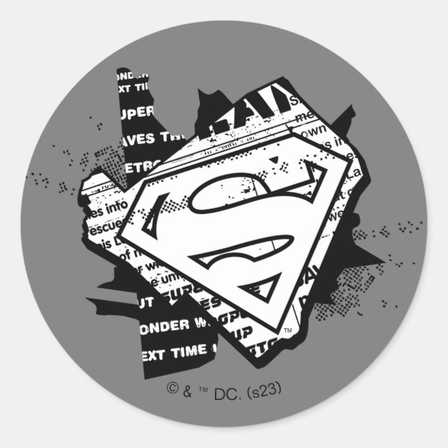 Supergirl Newsprint S-Shield Runder Aufkleber (Vorderseite)