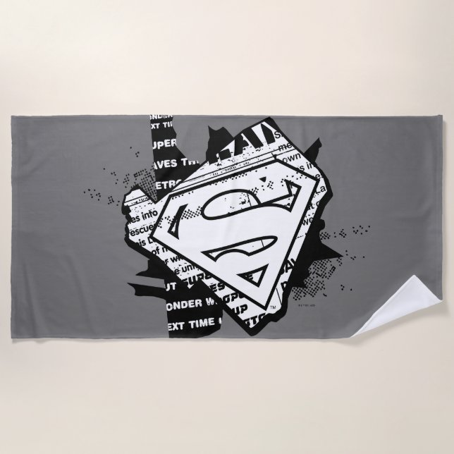 Supergirl Newsprint S-Shield Strandtuch (Vorderseite)