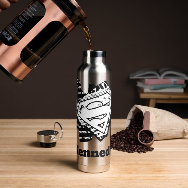 Supergirl Newsprint S-Shield Trinkflasche (Kaffee)
