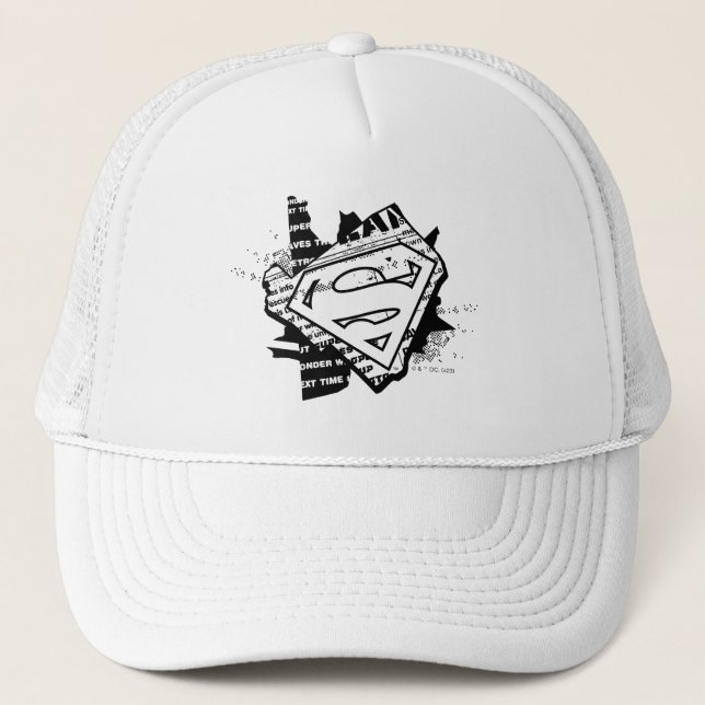 Supergirl Newsprint S-Shield Truckerkappe (Vorderseite)