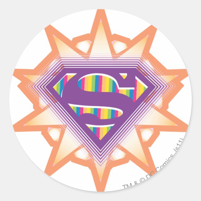 Supergirl Orange Sternexplosion Runder Aufkleber (Vorderseite)