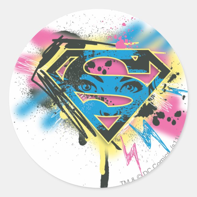 Supergirl Paint and Spills Runder Aufkleber (Vorderseite)