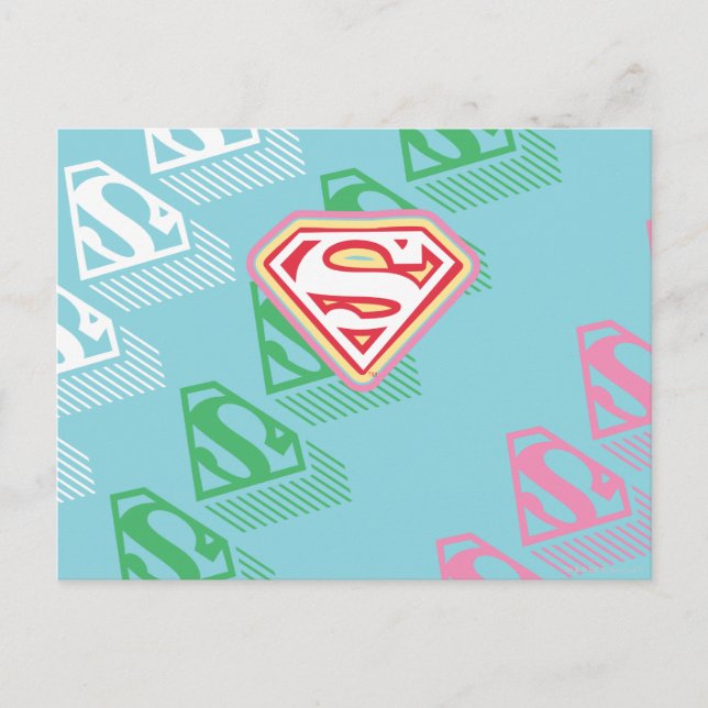 Supergirl Pastel Repeat Pattern Postkarte (Vorderseite)
