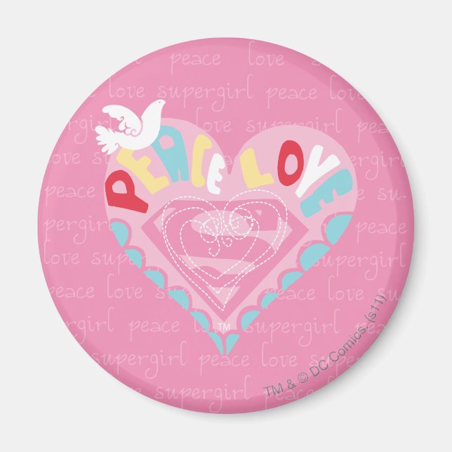 Supergirl Peace und Liebe Pink Magnet (Vorne)