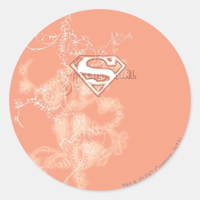 Supergirl Peach floral Muster Runder Aufkleber (Vorderseite)