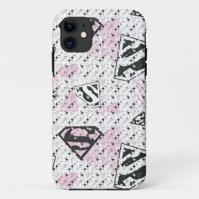 Supergirl Pink and White Logo Pattern Case-Mate iPhone Hülle (Rückseite)