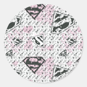 Supergirl Pink and White Logo Pattern Runder Aufkleber