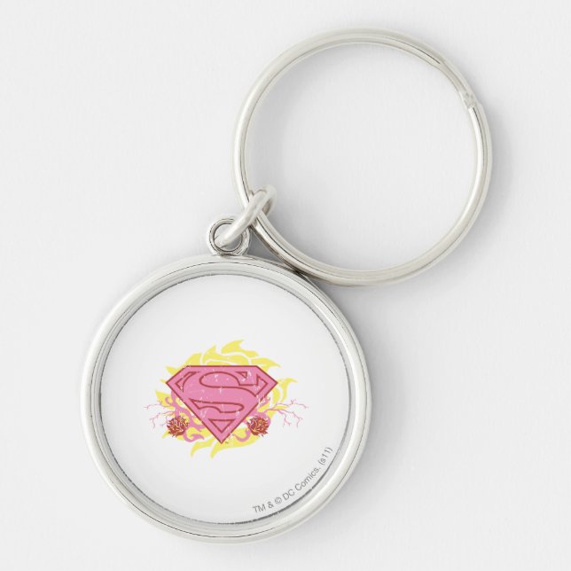 Supergirl Pink Blume Schlüsselanhänger (Vorne)