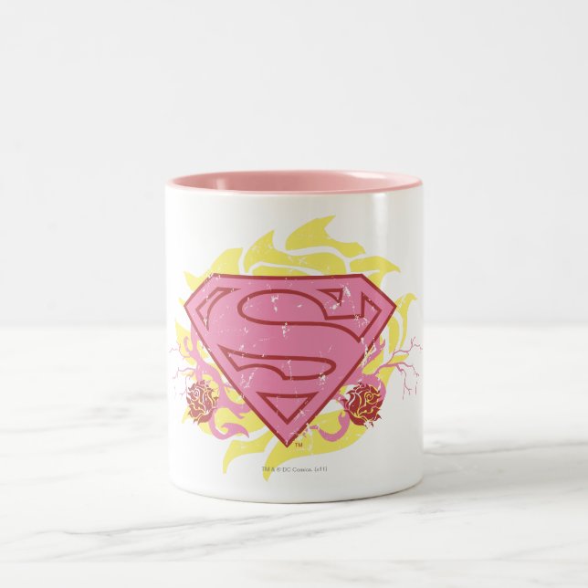 Supergirl Pink Blume Zweifarbige Tasse (Mittel)