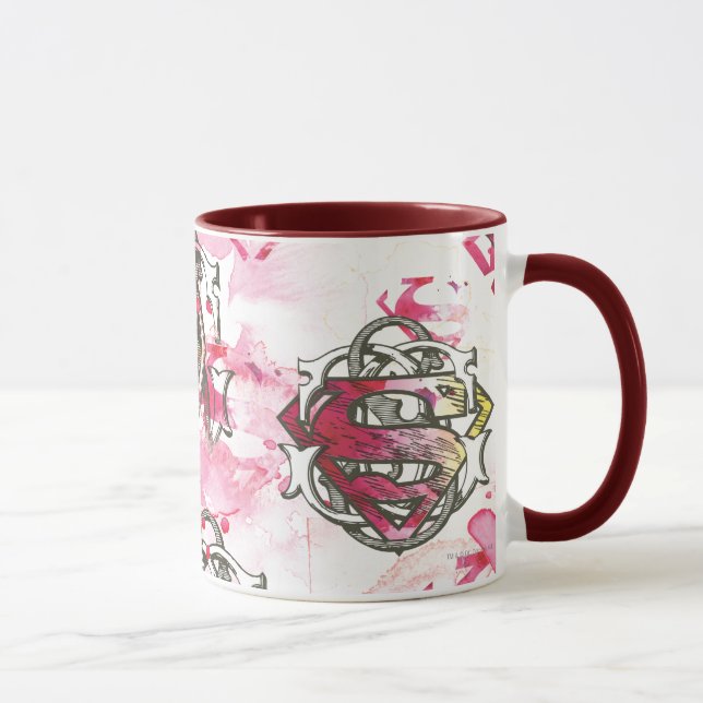 Supergirl Pink Ink Pattern Tasse (Rechts)