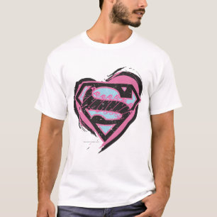Supergirl-Pink-Logo im Herzen T-Shirt