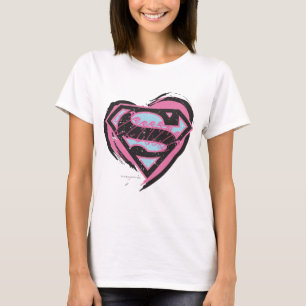 Supergirl-Pink-Logo im Herzen T-Shirt