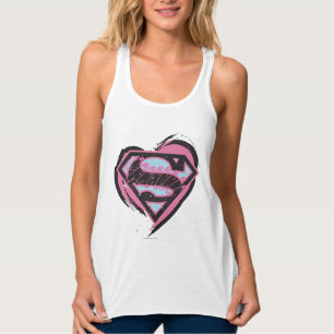 Supergirl-Pink-Logo im Herzen Tank Top