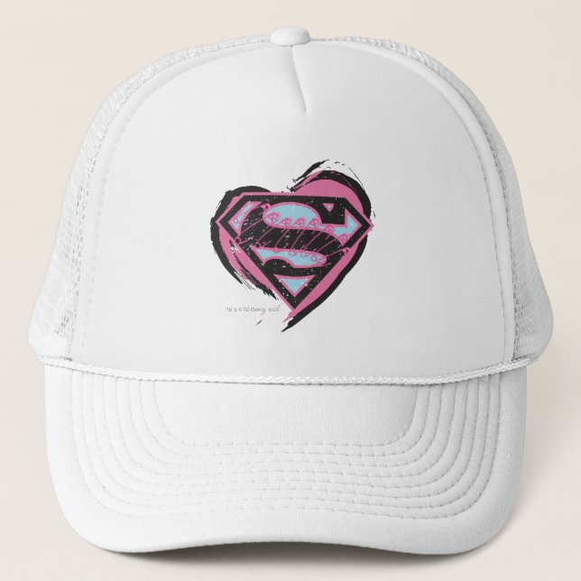 Supergirl-Pink-Logo im Herzen Truckerkappe (Vorderseite)