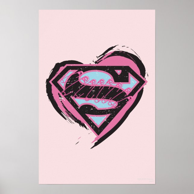 Supergirl Pink Logo in Heart Poster (Vorne)